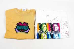 Two John Farnham T-shirts, one signed