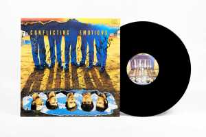 Split Enz 'Conflicting Emotions' vinyl record, cover signed