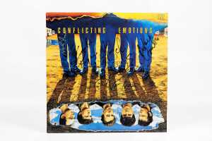 Split Enz 'Conflicting Emotions' vinyl record, cover signed - 2