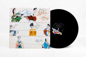 Split Enz 'Disrythmia' vinyl record, signed to cover