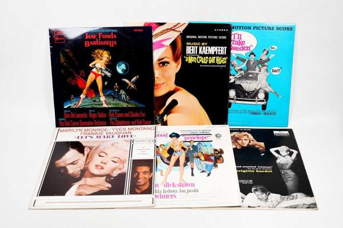 Six soundtrack vinyl records