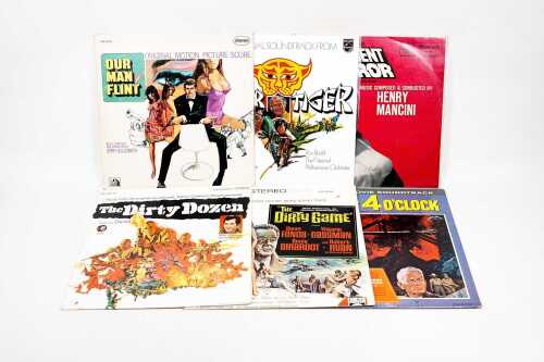 Six soundtrack vinyl records, mostly U.S. pressed