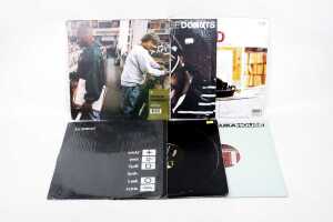 Six Hip Hop and Electronic vinyl records, including 12" singles