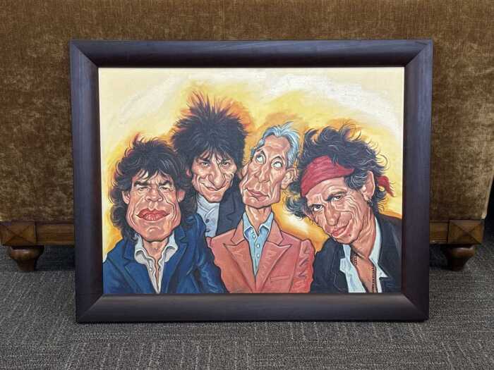 Artist unknown, The Rolling Stones. Oil painting on board