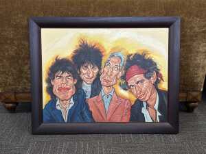 Artist unknown, The Rolling Stones. Oil painting on board