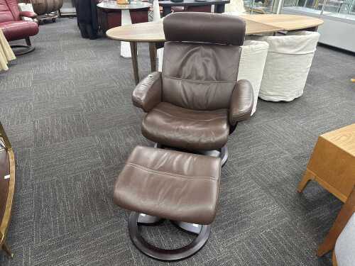 IMG leather swivel recliner with matching ottoman
