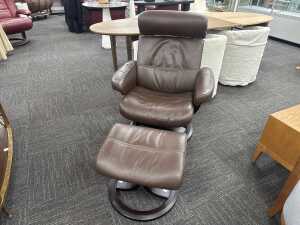 IMG leather swivel recliner with matching ottoman