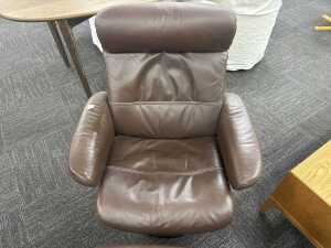 IMG leather swivel recliner with matching ottoman - 3