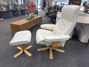 IMG leather recliner with matching ottoman - 2