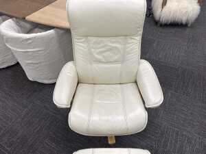 IMG leather recliner with matching ottoman - 3