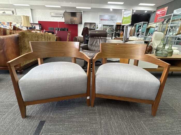 Pair of modern timber tub chairs