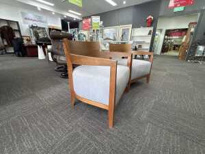 Pair of modern timber tub chairs - 2