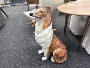 Mid-century Border Collie glazed chalkware figure - 2
