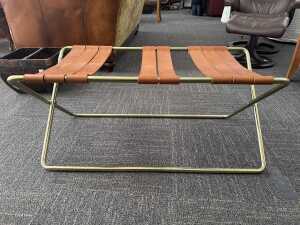 Criteria Collection Commissioned Editions tan leather folding luggage rack RRP $1,200