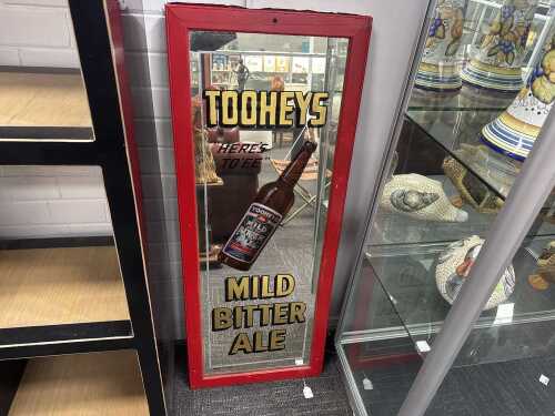 Tooheys bar mirror with metal back
