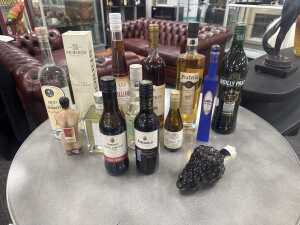 Assorted mainly Continental liqueurs and mixers