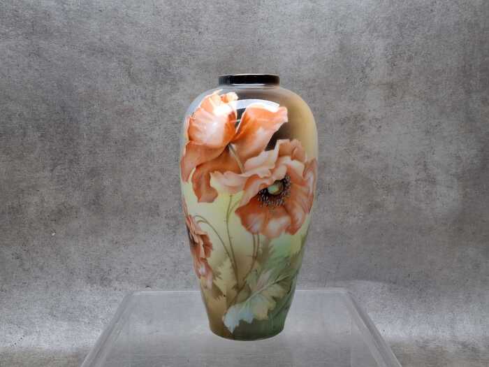 Antique RS Suhl hand-painted Prussian porcelain floral vase
