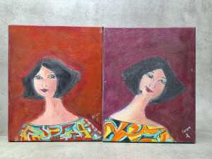 Karen Armstrong, portraits (4). Four acrylic paintings on canvas - 2