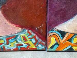 Karen Armstrong, portraits (4). Four acrylic paintings on canvas - 3