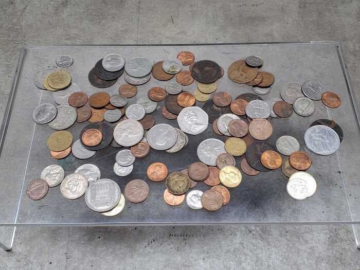 Assorted international coins