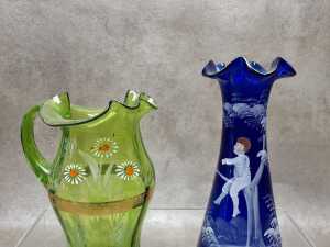 Four antique coloured glass pieces - 4