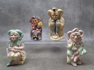 Three Royal Doulton and one H.J.Wood ceramic Jester toby jugs.