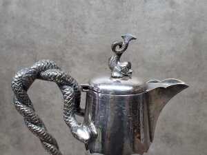 Antique etched glass and silver-plated claret jug - 2
