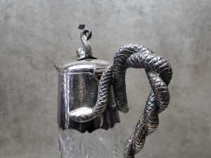 Antique etched glass and silver-plated claret jug - 3