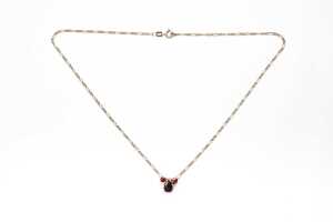 A garnet necklace in 9 carat yellow gold - 4