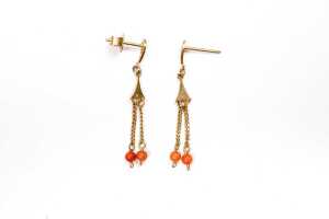 Two pairs of drop earrings in 9 carat yellow gold - 3