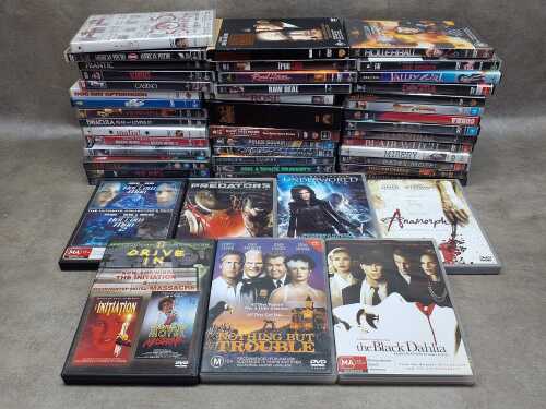 Mostly cult, horror and action DVDs, including imported titles