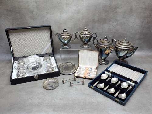 Assorted silver plate, including boxed and antique