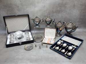 Assorted silver plate, including boxed and antique