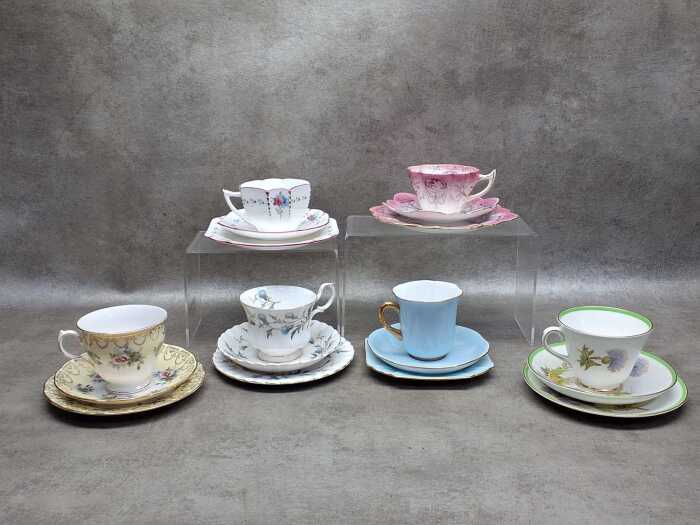 Six English porcelain trios