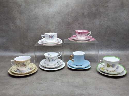 Six English porcelain trios