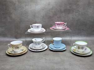 Six English porcelain trios