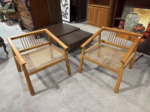 Pair of modern timber chairs
