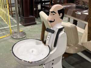 Art Deco painted timber butler with tray floor figure - 4