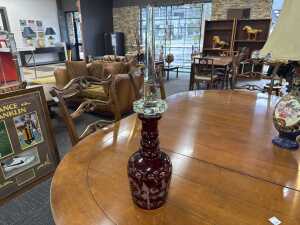 Egermann ruby cut to clear crystal decanter with clear column glass stopper