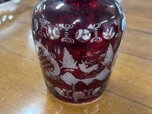 Egermann ruby cut to clear crystal decanter with clear column glass stopper - 2