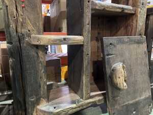 Repurposed ship-fitted solid timber shelving unit - 3