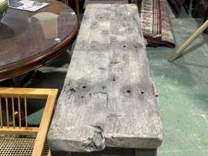 Repurposed ship-fitted solid timber console table - 2