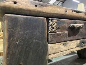 Repurposed ship-fitted solid timber console table - 4