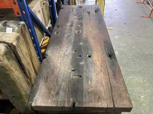 Repurposed ship-fitted solid timber table - 2