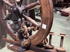 Antique timber spinning wheel - 2