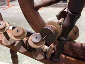 Antique timber spinning wheel - 5