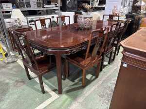 Rosewood nine-piece extension dining suite