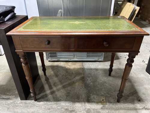 Victorian writing desk with green leather top