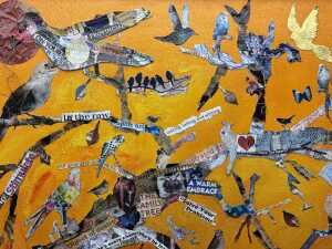 Artist unknown, collage of tree. Mixed media on canvas - 2