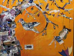 Artist unknown, collage of tree. Mixed media on canvas - 3